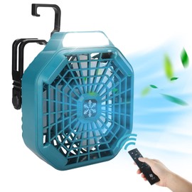 Taingwei Cordless Fan with Remote for Makita 18v Battery,Camping Fan with 3 Energy Efficient Speed Settings and Dimmable Led Light (TOOL ONLY)
