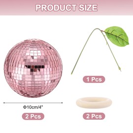 MECCANIXITY Cherry Disco Ball Decor,4 Inch Double Mirror Disco Balls Hanging Disco Ball for DJ Club Stage Bar Party Wedding Holiday Home Decoration,Pink