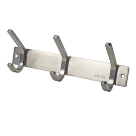 WEBI Sturdy Stainless Steel 304 Hook Rail Coat Rack with 3 Hooks, Great Home Storage & Organization for Bedroom, Bathroom, Foyer, Hallway, Brushed Finish