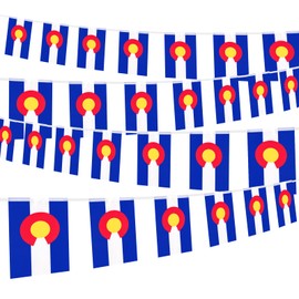 32.8 ft Colorado Flag Banner, 30 Pcs Mini State String Flags, Red Blue White Gold Bunting for Colorado Day, Parades, Outdoor Events, Home, Garden, and Festival Decorations
