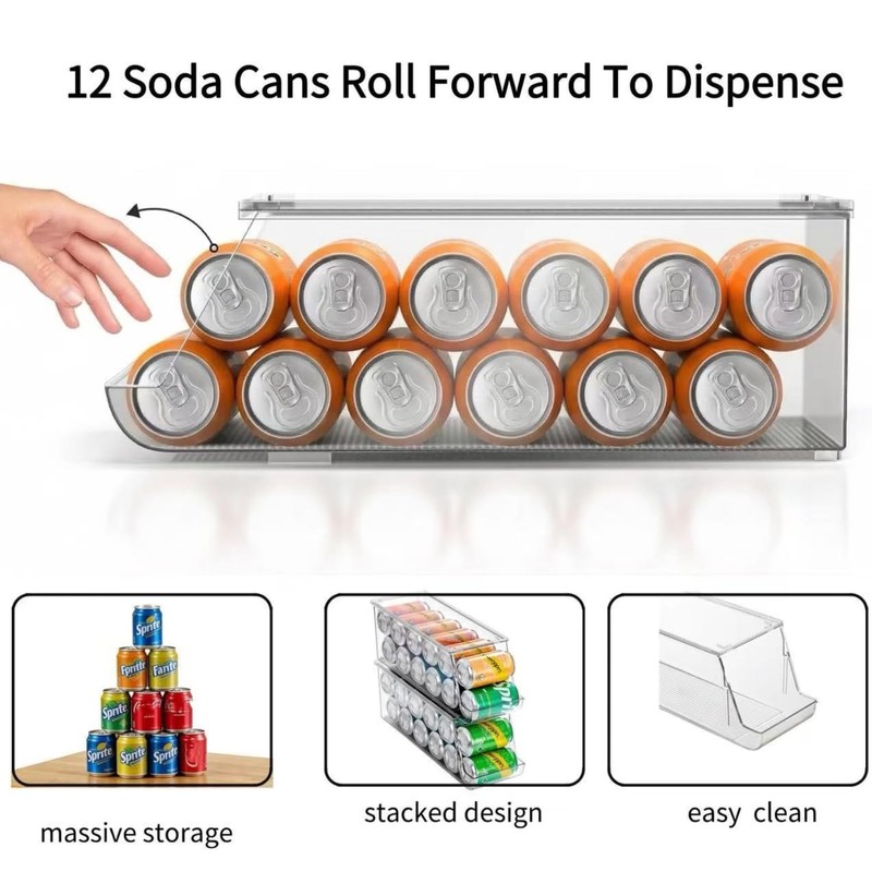BIINONE Extra Long and Enlarged Soda Can Dispenser with Lid