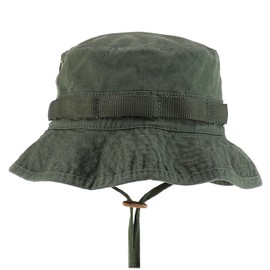 Armycrew 100% Washed Cotton Boonie Hat with Chin Strap - Olive - L
