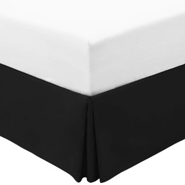 Mellanni Bed Skirt Queen Size - Bed Frame - 15-Inch Tailored Drop Pleated Dust Ruffle - Wrinkle, Fade, Stain Resistant - 1 Bedskirt (Queen, Black)