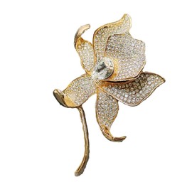 Brooch Pins for Women，Pearl Crystal Gold Brooch Jewelry (Golden Lily Flower)