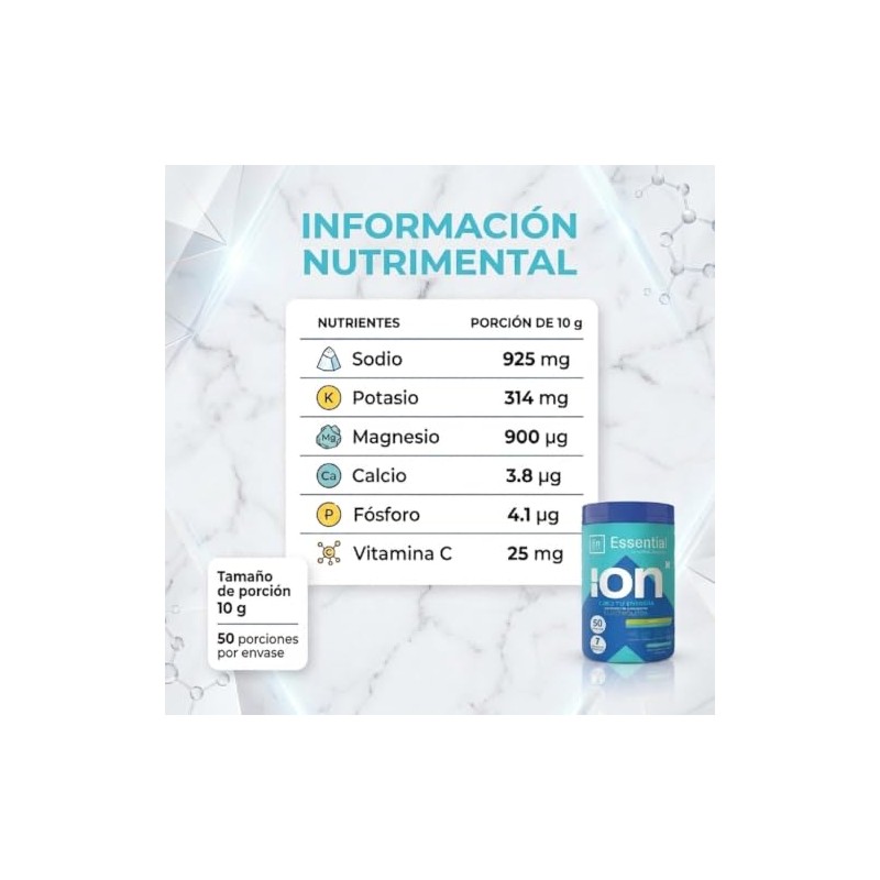 Ion Essential Electrolitos Polvo Hidratación Natural Diaria Vitamina Miel Monk