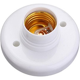 White E27 Round Plastic Base Screw Light Bulb Lamp Socket Holder Electrical