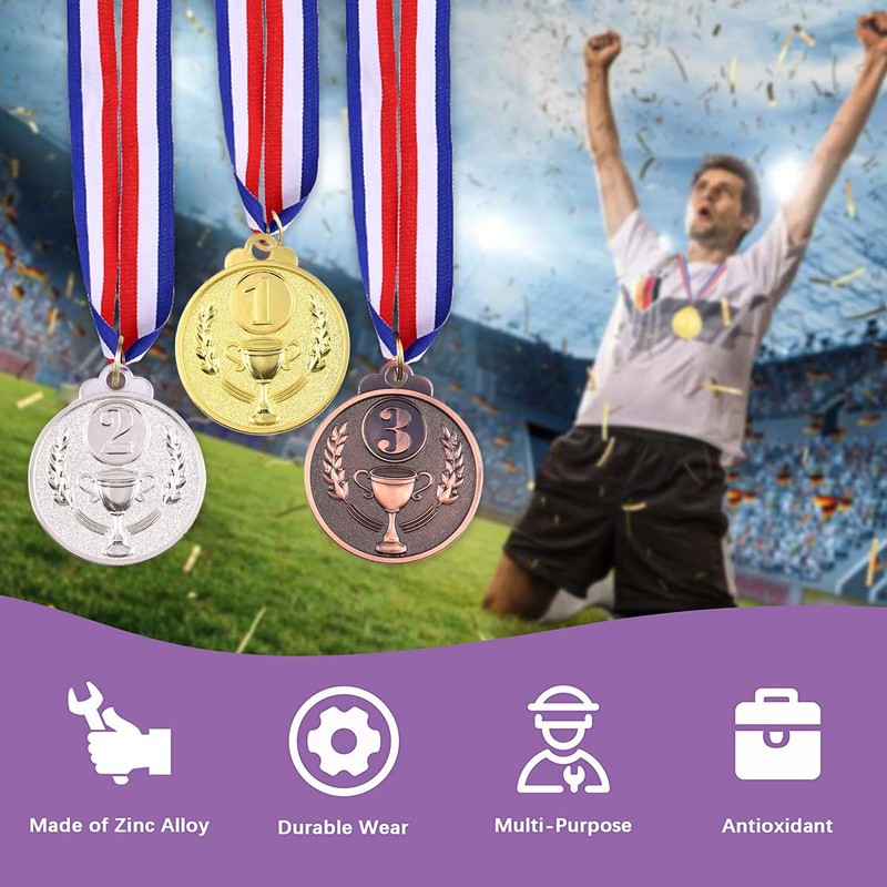 Swpeet 3PCS Award Metal Kids Winner Medals, Gold Silver and