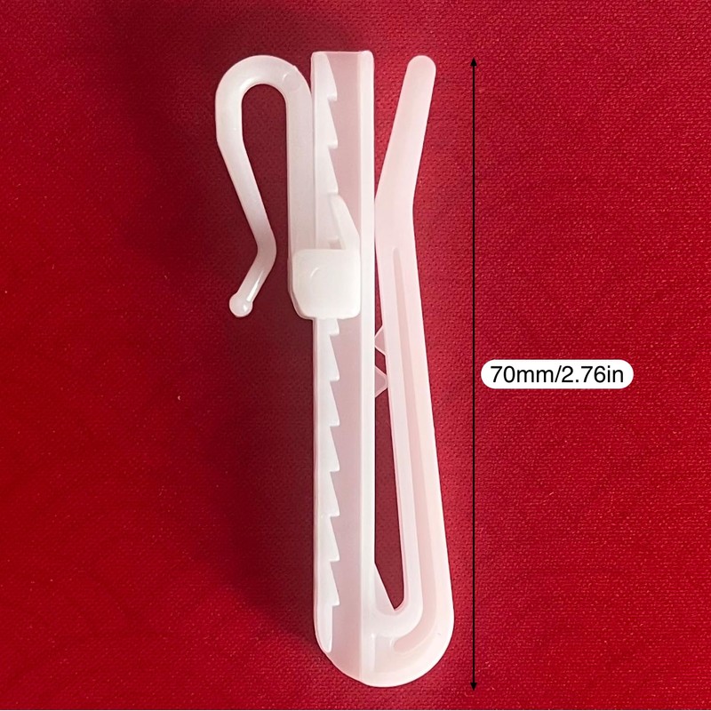50 Pcs Plastic Adjustable Depth Pleat Hooks for Window, Door