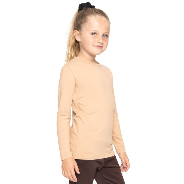 Girl's Oh So Soft Long Sleeve Top Beige Large