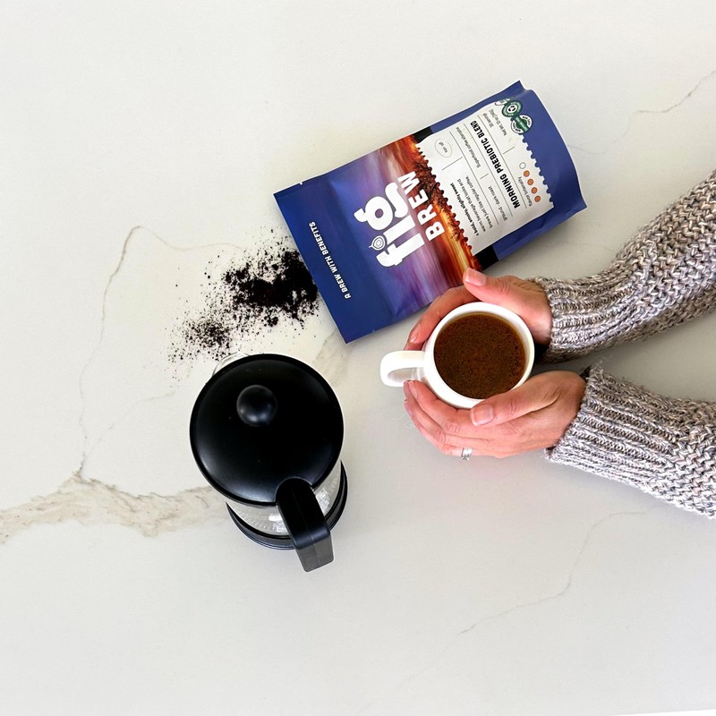 FigBrew Morning Prebiotic Blend Coffee Alternative, Adaptogen-free, Caffeine-free, Ground, Dark