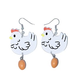 Zhang shine Cute Fun Chicken Egg Dangle Earrings Weird for Women Farm Country Earrings Autumn Harvest Thanksgiving Party Holiday Jewelry Gifts