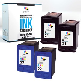 CMYi 21 22 Replacement Combo Pack Ink Cartridges for HP OfficeJet 4310, 4315, 4315v, 4315xi, 4350, J3508, J3600, J3606, J3608, J3625, J3635, J3640, J3650, J3680, J5508, J5520 (2 Black, 2 Color)