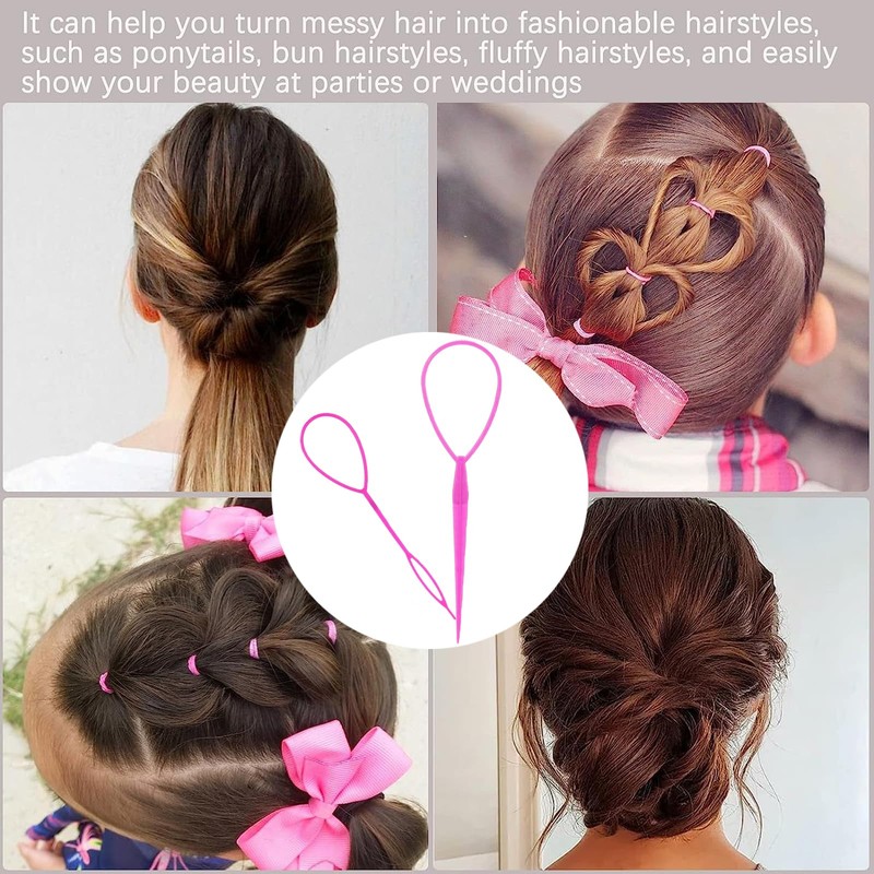 2pcs Ponytail Pull Through Hair Hoop Tool, Braiding Tool topsy