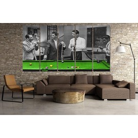 Rat Pack Playin Pool Colored Canvas Art Wall Home Decor - Various Sizes (5 Pieces Mega)