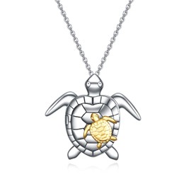 POPLYKE Sea Turtle Locket Necklace with Picture Custom for Ashes Gifts Gold Plated 925 Sterling Silver Turtle Pendant Jewelry for Mom Daughter Women Men