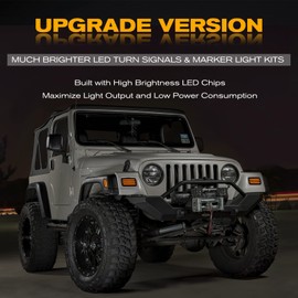 Gempro Led Fender Side Marker Lights Bumper Turn Signal Lamps Kits for 1997-2006 Wrangler TJ 55155629AC 55155628AC, Smoked Len 4pcs