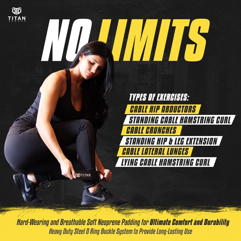 Titan Armour® Single Ankle Straps for Cable Machines | Gym