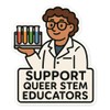 Science Teacher in Lab Coat with Rainbow Test Tubes STEM