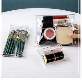 3 Pack Transparent Cosmetic Bags, Different Size Portable Waterproof PVC Makeup Cases Organizers Pouch Carrying Accessories for Lipstick Facial Cleanser Storage (Set of 3, Small & Medium & Large)