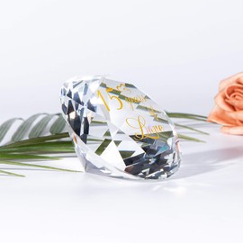 15 Years Wedding Anniversary Crystal Keepsake for Partner Diamond Shaped Ornaments 15th Marriage Romantic Gifts for Couple Wife