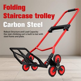 findmall Heavy Duty 440lb Stair Hand Truck Folding Dolly Cart with 6 Wheels Thickened Steel Frame and Telescoping Handle