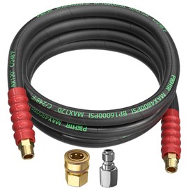 POHIR Pressure Washer Whip Hose 10FT, Hose Reel Connector Hose, 248°F Hot/Cold Water Jumper Hose 3/8" with Quick Connect Adapter, Industry Grade Steel Wire Braided & Synthetic Rubber Jacket 4800 PSI