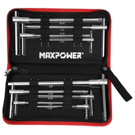 MAXPOWER Sliding T-Handle Allen Wrench Set, 9-Piece SAE Hex Keys, Long Arm Hex End Allen Wrenches for Basic Home Repair and Mechanical Maintenance, Allen Keys with Portable Case