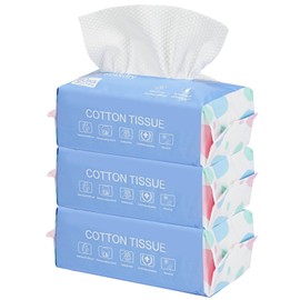 SFTTNOTU Gesichtsreinigungstücher, 180 Stück abbaubare Einweg Hautpflegetücher, Trockentücher Aus Reiner Baumwolle, Einweg Gesichtstücher für Empfindliche Haut, Fusselfreie Abschminktücher, 3pcs