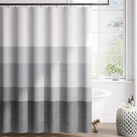 jinchan Ombre Cloudy Grey Striped Shower Curtain Waterproof Fabric Shower Curtains for Bathroom Gradual Color Minimalist Design Modern Neutral Luxury Shower Curtain Set with 12 Hooks 70x72 inches