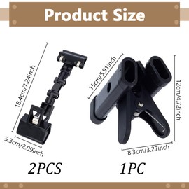 WEBEEDY 3 Pcs Easel Brush Clips Easel Paintbrush Holder with 2 Rotatable Double Head Paper Copy Clips, Adjustable Painting Brush Organizer Table Top Clip On Sign Handy Artist Supplies (Black)