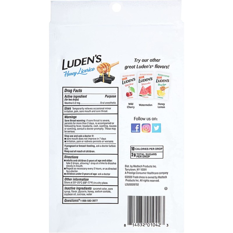 Ludens. Honey Licorice Throat Drops - 30 Count Bag…