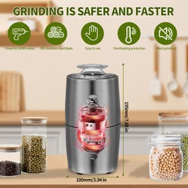 Spice Grinder, Coffee Grinder, 200 w Electric Herb Grinder,Configuration Stainless Steel Body and Blade,with Cleaning Brush