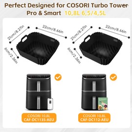 Silikonform Heißluftfritteuse Zubehör für COSORI Turbo Tower Pro Heißluftfritteuse 10,8L Double Stack Airfryer mit DualBlaze Auflaufform Silikon Einsätze für COSORI Air Fryer CAF-DC112-ADE(6,5L&4,3L)