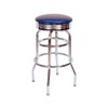 Richardson Seating Retro Chrome Swivel Metal bar Stool, Blue, 30"
