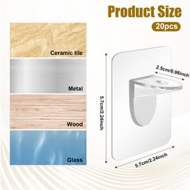 20 Pcs Plastic Shelf Support Peg, Self Adhesive Bracket Shelf Support Clear Shelves Clips Strong Adhesive Partition Pin Kit for Furniture Kitchen Cabinet Closet Brackets Clapboard Layer Book Shelves