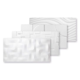 MARBET DESIGN 3D Wall Panels, Polystyrene Panels, White, 96 x 48 x 3 cm, Wall Cladding, Thermal Insulation (0.46 m², PD-1) 3D Foam Wall Panels Gaming