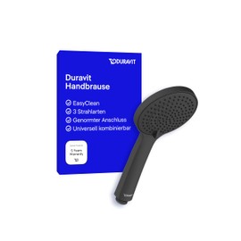 Duravit Universal Shower Head, Shower Head with 3 Jet Types (Rain, Intense Rain, Soft Rain), Hand Shower Round (Diameter 110 mm), Shower Head Easy to Clean, Matt Black