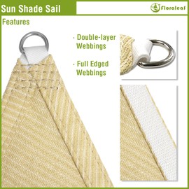 FLORALEAF Right Triangle Sun Shade Sail Beige 4'x7'x8' Air Permeable Shade Cloth Heavy Duty Canopy Awning for Patio Backyard Lawn Garden Outdoor