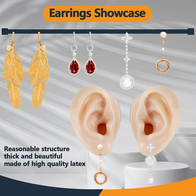 2 Pcs Silicone Ear Model, Fake Ear Models Left and