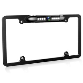 Camara de Reversa para Auto,Cámara de Visión Trasera para Placa de Matrícula Nocturna HD con 8 LED Ángulo de Visión de 170° ,Cámara Reversa Inalámbrica de Matrícula Trasera Universal Impermeable