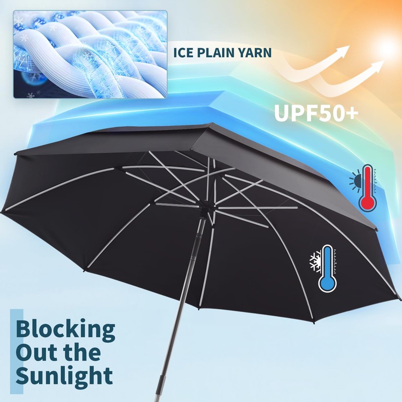 NBtoUS 2 Pack 48.6" Double Canopy Umbrella with Clamp, UPF50+