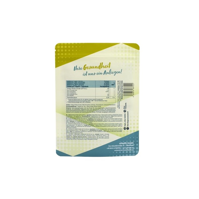 GINKGO BILOBA EXTRAKT (EP10.0) 80 mg mit Viatmin B5-360 Kapseln