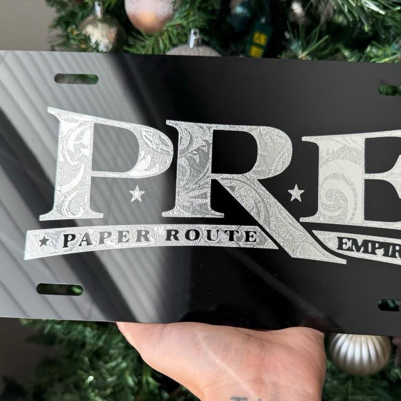 PRE Chrome Engraved License Plate - Colour: White