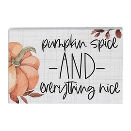 Simply Said, INC Small Talk Rectangles, Pumpkin Spice & Everything Nice - 3.5" x 5.25" Rustic Distressed Wood Sign STR1648