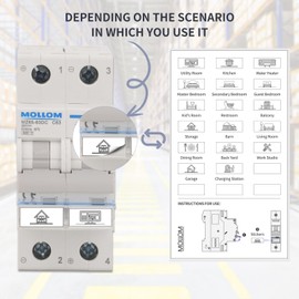 MOLLOM DC 2 Pole Miniature Circuit Breaker, 1000V 25Amps, C25 Scene Visualization Custom MCB Thermal Magnetic Trip, 6KA Breaking Capacity DC Disconnect Switch for Solar PV System