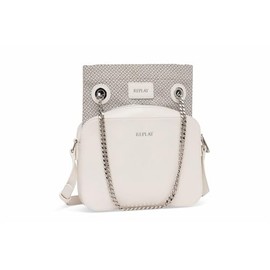 Replay Women's Shoulder Bag with Chain Detail, Dirty White 002