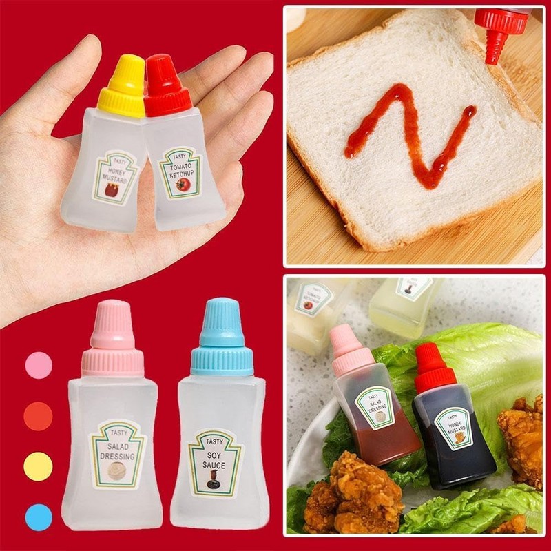Wentoenapp 2Pcs Mini Ketchup Bottle, Condiment Squeeze Bottles Empty, Plastic
