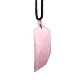 EDEN'S CALL Faceted Crystal Stone Pendant Necklace for Women and Men Handcrafted Quartz Stone Wolf Tooth Pendant with Adjustable Nylon Cord, Rose Quartz