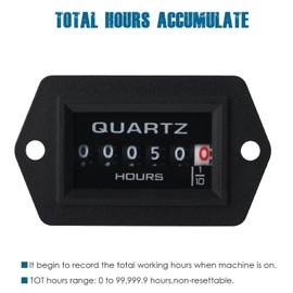 Runleader Mechanical Hour Meter for Maintenance, AC/DC 8V to 80V for Golf Cart Boat Forklift Motorhome Sawmill etc.