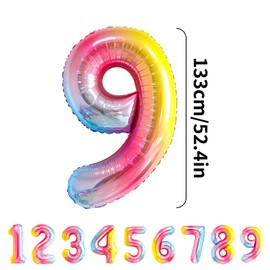 Rainbow Birthday Balloons for Boys of 9 Years, 101 cm – Number 9 Balloons, Birthday Party Decorations – Ready for Fly"Ieliten Party!